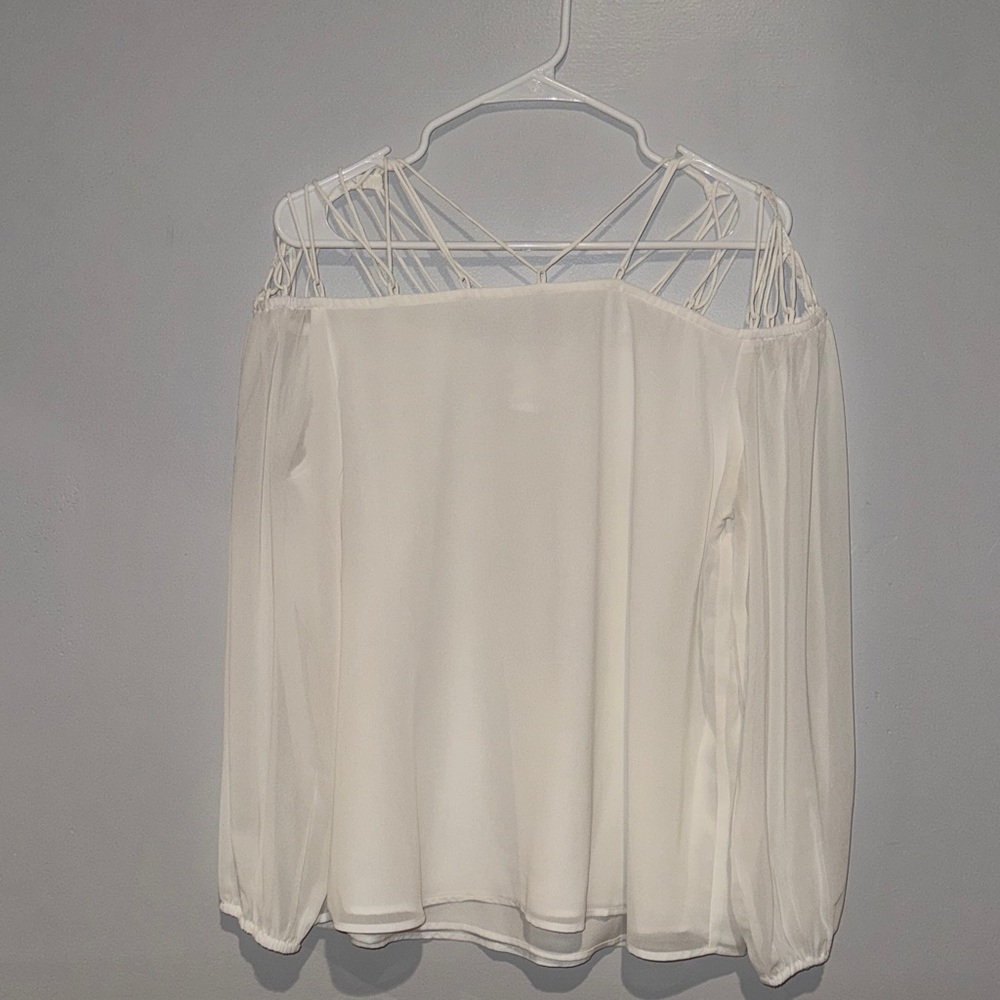 Chic White Women's Blouse with Delicate Straps